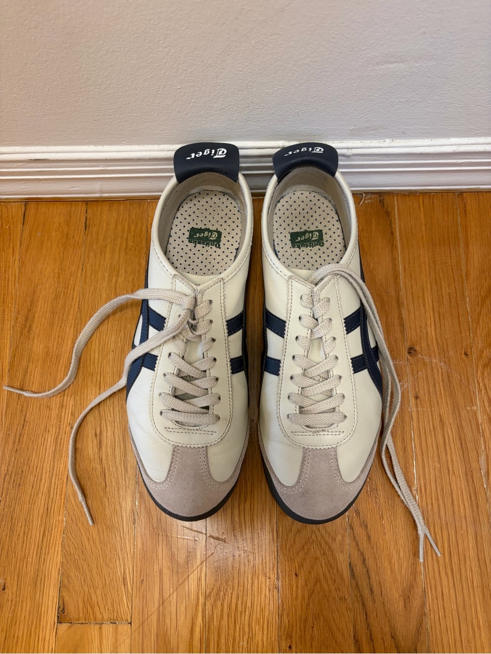 NEW Onitsuka Tiger Beige and Blue Retro Sneakers - Picture 3 of 5